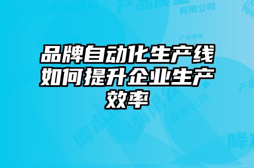 品牌自動化生產線如何提升企業(yè)生產效率