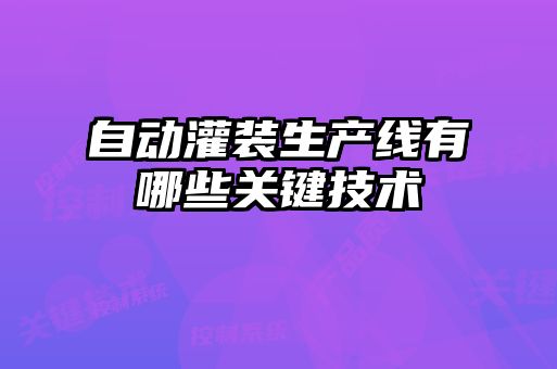 自動灌裝生產(chǎn)線有哪些關鍵技術
