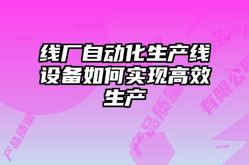 線廠自動化生產線設備如何實現(xiàn)高效生產
